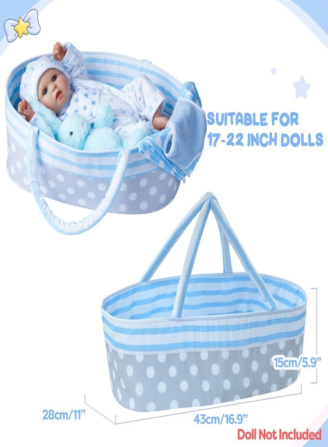 JIZHI 8 Pcs Reborn Baby Doll Clothes Set with Bassinet for 17-22 Inch Babydolls, Realistic Baby Boy Dolls Clothes fit Lifelike Reborn Baby Doll Accessories, Blue (Not Doll) - Image 5